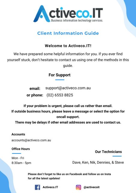 Client Information Guide